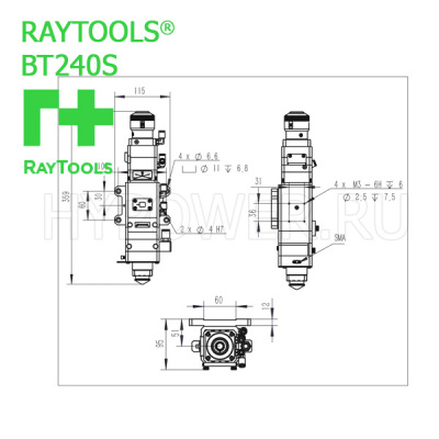 Лазерная режущая головка Raytools BT240S (CL100 FL200, 3.3 кВт)